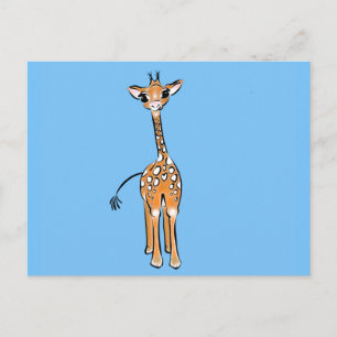 Carte Postale Giraffe Bébé mignonne, animaux de safari