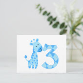Carte Postale Giraffe Bleue 3e anniversaire (Debout devant)