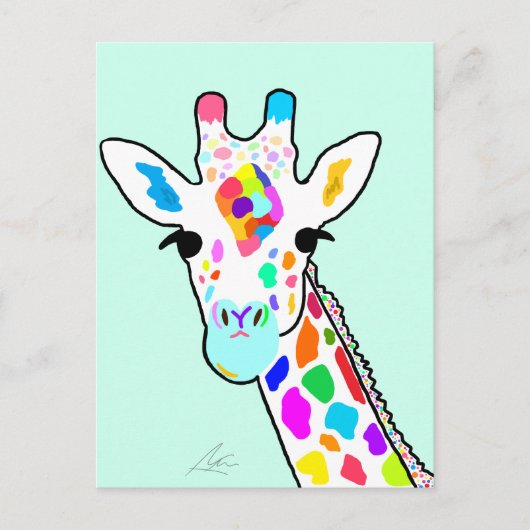 Carte Postale Giraffe colorée Art Moderne (Devant)