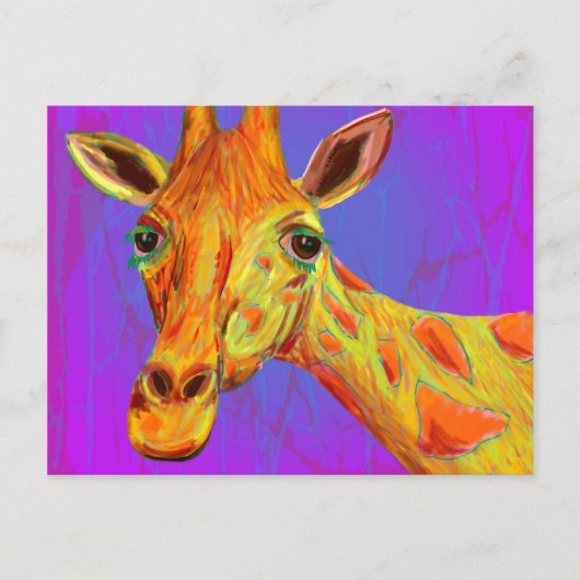 Carte Postale Giraffe colorée en orange et jaune (Devant)