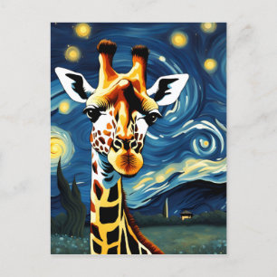 Carte Postale Giraffe dans la nuit étoilée