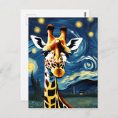 Carte Postale Giraffe dans la nuit étoilée (Devant / Derrière)