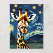 Carte Postale Giraffe dans la nuit étoilée (Devant)