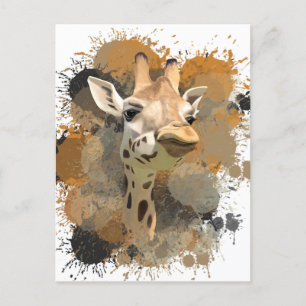 Carte Postale Giraffe de la faune africaine Abstraite peinture