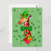 Carte Postale Giraffe de la Fête de la Saint Patrick (Devant / Derrière)