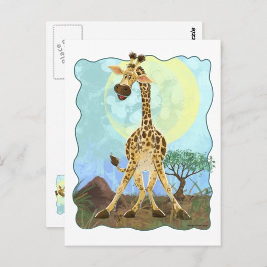Carte Postale Giraffe de la Parade Animale (Devant / Derrière)