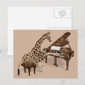 Carte Postale Giraffe de musique jouer Piano (Devant / Derrière)