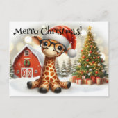 Carte Postale Giraffe de Noël mignonne (Devant)