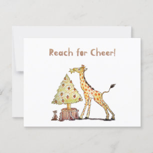 Carte Postale Giraffe dessinée à la main Arbre de Noël Art