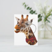 Carte Postale Giraffe drôle avec Bowtie et Monocle (Debout devant)