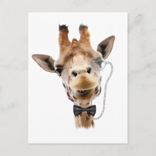 Carte Postale Giraffe drôle avec Bowtie et Monocle