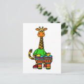 Carte Postale Giraffe Drôle Jouer Bongo Drums (Debout devant)