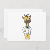 Carte Postale Giraffe en tant que docteur avec Bloc-notes (Devant / Derrière)