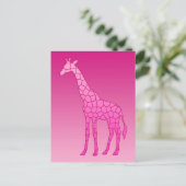 Carte Postale Giraffe géométrique moderne, Fuchsia et rose clair (Debout devant)