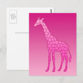 Carte Postale Giraffe géométrique moderne, Fuchsia et rose clair (Devant / Derrière)