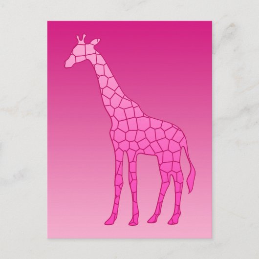Carte Postale Giraffe géométrique moderne, Fuchsia et rose clair (Devant)