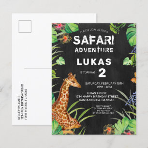 Carte Postale Giraffe Girafe Jungle Cute Invitation Anniversaire
