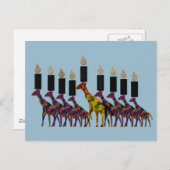 Carte Postale Giraffe Hannukah Menorah (Devant / Derrière)