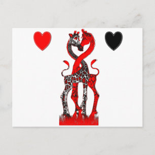 Carte Postale Giraffe Love - Passionate Red