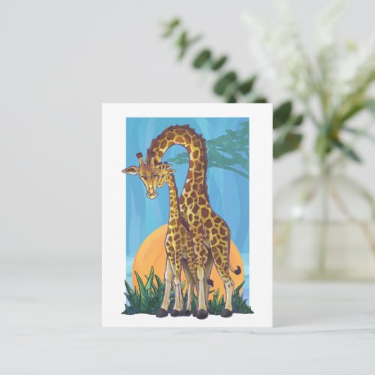 Carte Postale Giraffe maman et bébé (Debout devant)