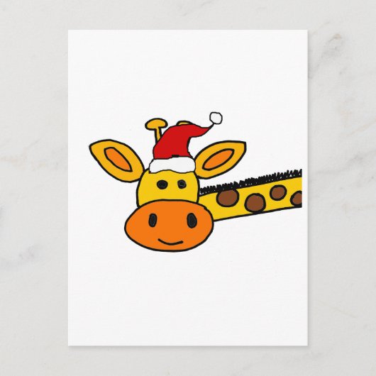 Carte Postale Giraffe mignonne à Santa Hat Carton de Noël (Devant)