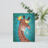 Carte Postale Giraffe mignonne aux oiseaux (Debout devant)