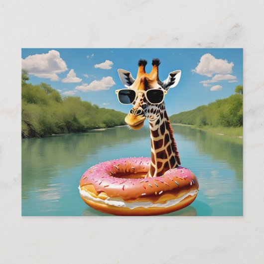 Carte Postale Giraffe mignonne sur le dispositif de flottaison d (Devant)