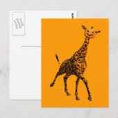 Carte Postale Giraffe Orange Avec Tête Citrouille (Devant / Derrière)