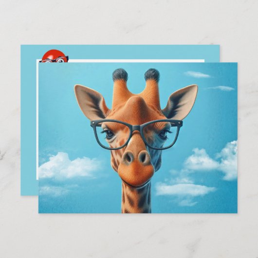 Carte Postale Giraffe portant des lunettes (Devant / Derrière)
