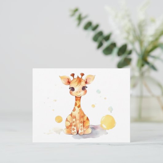 Carte postale Giraffe pour bébé mignonne (Debout devant)