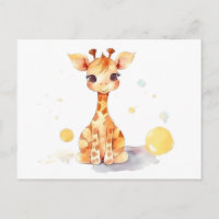 Carte postale Giraffe pour bébé mignonne