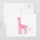 Carte Postale Giraffe rose (Devant / Derrière)