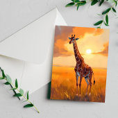 Carte Postale Giraffe Safari Coucher de soleil Peinture animale