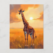 Carte Postale Giraffe Safari Coucher de soleil Peinture animale (Devant)