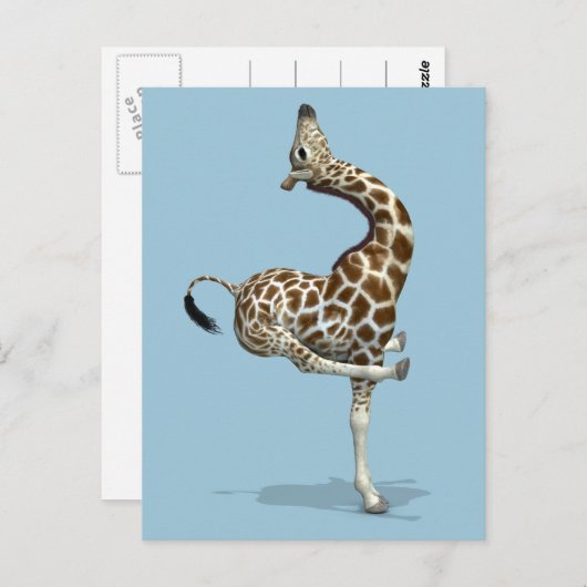 Carte Postale Giraffe sportive bizarre (Devant / Derrière)