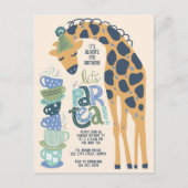 Carte Postale Giraffe Tea Party Anniversaire de enfant Party Inv (Devant)