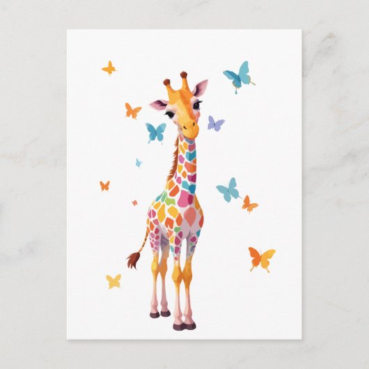 Carte Postale Giraffe Vector Peinture adorable Animaux amusants (Devant)