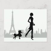 Carte Postale Girl and Poodle Paris Skyline Tour Eiffel (Devant)