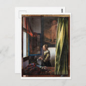Carte Postale Girl Reading a Letter à Open Window, Vermeer (Devant / Derrière)