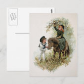 Carte Postale Girl Rides Shetland Pony Vintage (Devant / Derrière)