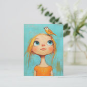 Carte Postale Girl With a Bird on Her Head (Debout devant)