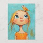 Carte Postale Girl With a Bird on Her Head (Devant)