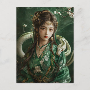 Carte Postale Girl with Snake Chinese Zodiac Art