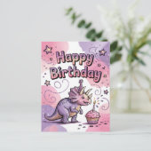 Carte Postale Girls Cute Personalized Dinosaur Birthday  (Debout devant)