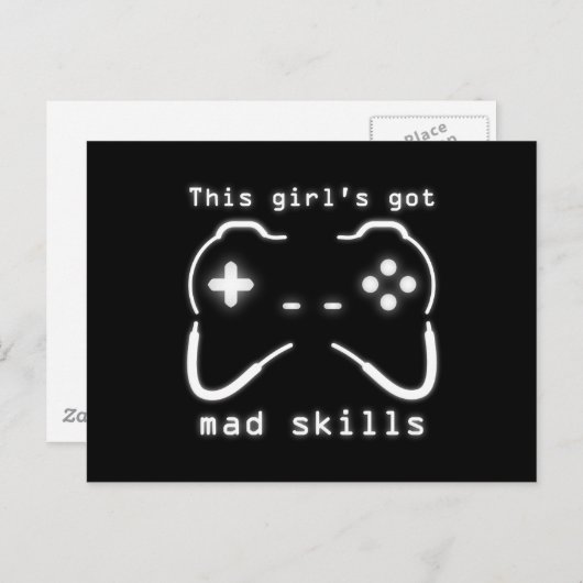 Carte Postale Girl's got Mad Skills Video Game Controller (Devant / Derrière)