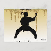 Carte Postale Girls Karate Stance Gold Parties scintillant Drip  (Dos)