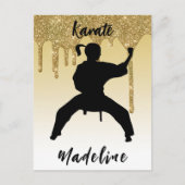 Carte Postale Girls Karate Stance Gold Parties scintillant Drip  (Devant)