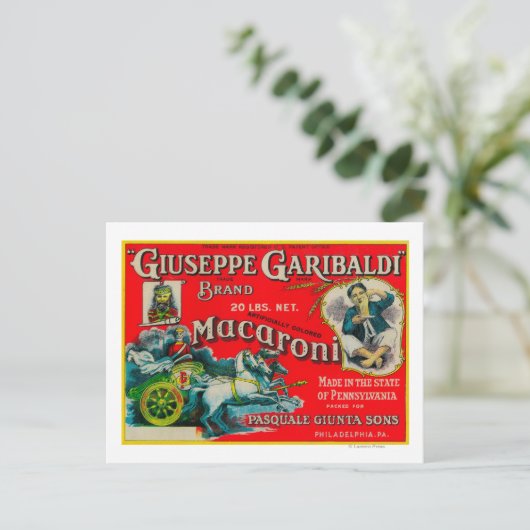 Carte Postale Giuseppe Garibaldi Macaroni Étiquette (Debout devant)