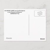 CARTE POSTALE GIUSEPPE VERDI & SA NAISSANCE AU RONCOLE (Dos)