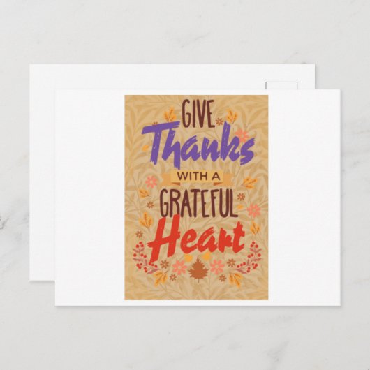 Carte Postale give Thanks with a Grateful Heart (Devant / Derrière)